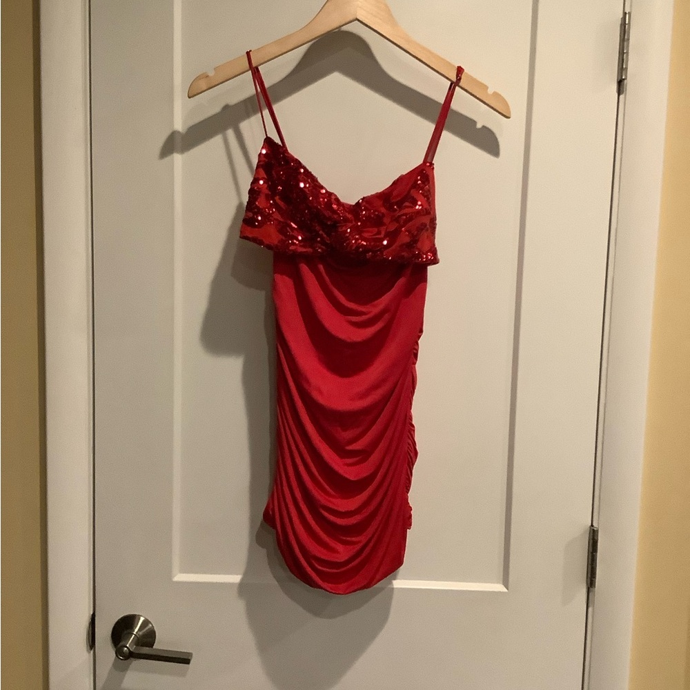 Lucy in the Sky HOCO Red Mini Dress with Sequins